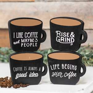 #34973 Coffee Freestanding Mug Signs, 4 Asst.