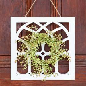 #34983 Distressed White Cathedral Window Hanger