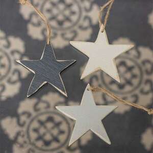 Medium Wooden Star Ornaments, 3/Set;