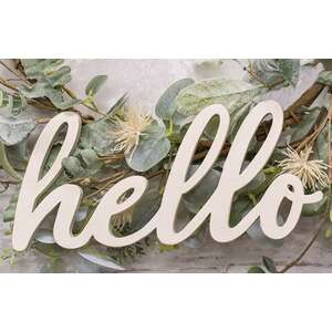 #35145 White Hello Cut-Out Script Hanger