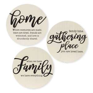 Home Sayings Round Sign, 3 Asstd.