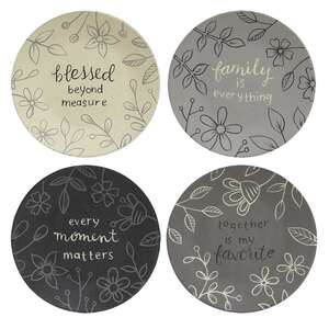 Sentiment Floral Plate, 4 Asstd.