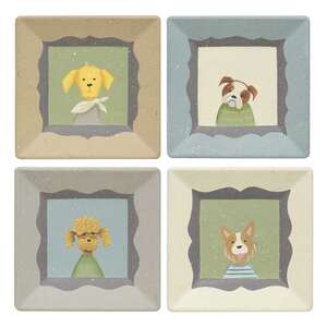 Pup Portrait Square Plate, 4 Asstd.
