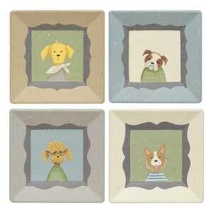 Pup Portrait Square Plate, 4 Asstd. #35268