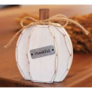 #90927 White Chunky Thankful Pumpkin Sitter