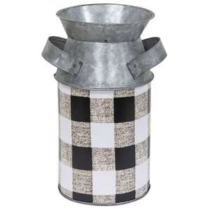 Black & White Buffalo Check Milk Can, Small #14577A