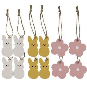 12/Set, Bunny & Flower Mini Ornaments #35334