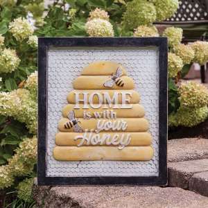 #60365 Home Is With Your Honey Framed Metal Sign