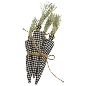 4/Set, Black & White Gingham Carrots