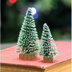 #17928 Mini Frosty Bottle Brush Trees, 12/Set