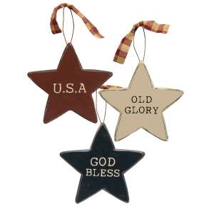 Patriotic Words Star Ornament, 3 Asstd. #35389