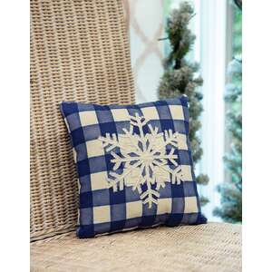 #54039 Blue Check Snowfall Pillow