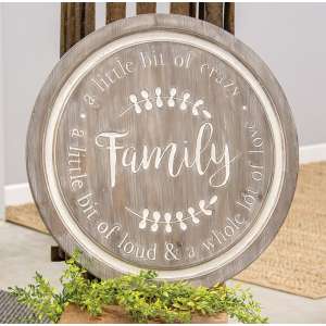 #65169 Distressed Family Phrases Engraved Round Sign
