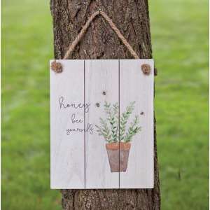 #90983 Honey Bee Yourself Distressed Shiplap Sign