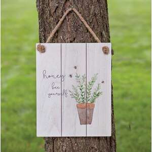 Honey Bee Yourself Distressed Shiplap Sign;
