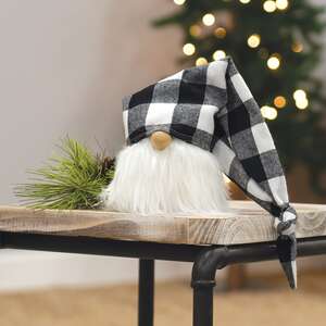 #CS37921 White Buffalo Check Cap Gnome, 7"