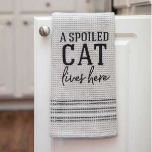 #29421 A Spoiled Cat Lives Here Dish Towel