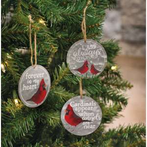 #90918 Always with You Cardinal Ornaments 3/set
