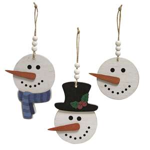 Happy Beaded Snowhead Ornaments, 3/Set