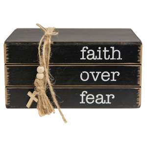 Faith Over Fear Wooden Bookstack #35531