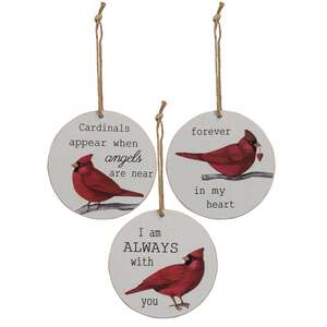 Cardinal Sentiment Ornaments, 3 Asstd. #35575