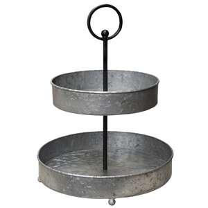 Distressed Two-Tiered Metal Tray #65165