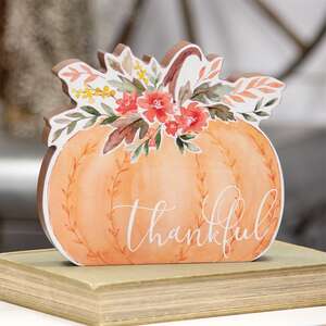 Thankful Chunky Watercolor Pumpkin Sitter 91032;