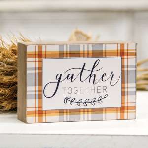 Gather Together Plaid Box Sign 91040