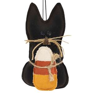 Primitive Cat with Candy Corn Ornament;