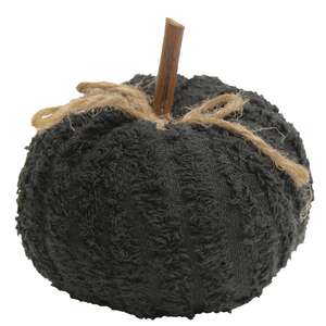 Black Chenille Stuffed Pumpkin 3"