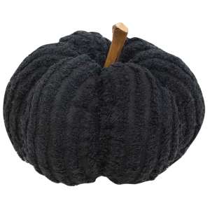 Black Chenille Stuffed Pumpkin 5.75" #CS38241