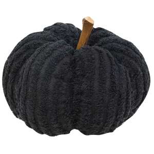 Black Chenille Stuffed Pumpkin 5.75"