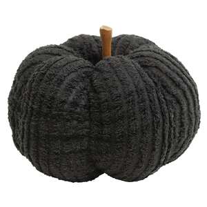 Black Chenille Stuffed Pumpkin 4.5" #CS38242