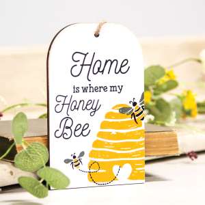 Home Is Where My Honey Bee Wooden Tag 35414