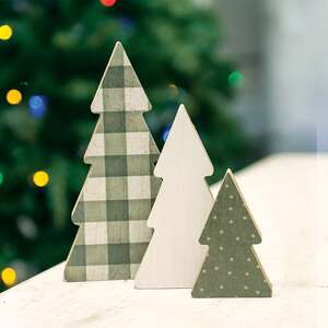 Country Print Chunky Trees, 3/Set 35483;
