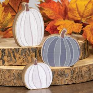 White & Gray Chunky Pumpkin Sitters, 3/set 35513;