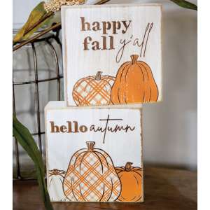 Hello Autumn Plaid Pumpkin Block, 2 Asstd. 35539Hello Autumn Plaid Pumpkin Block, 2 Asstd. 35539