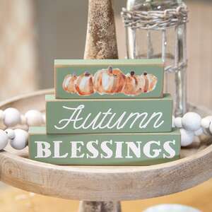 Autumn Blessings Pumpkin Stacked Blocks, 3/Set 35549;