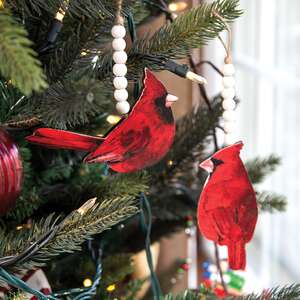 Wooden Beaded Cardinal Ornament, 2 Asstd. 35552;