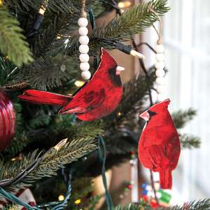 Wooden Beaded Cardinal Ornament, 2 Asstd. 35552