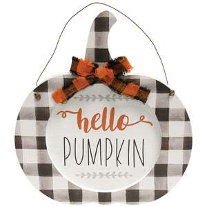 Hello Pumpkin Hanging Buffalo Check Pumpkin #35610