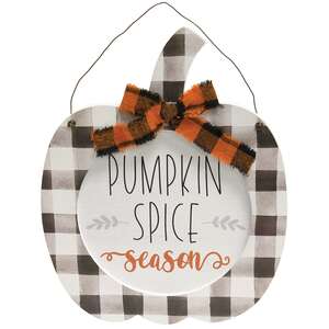 Pumpkin Spice Season Hanging Buffalo Check Pumpkin