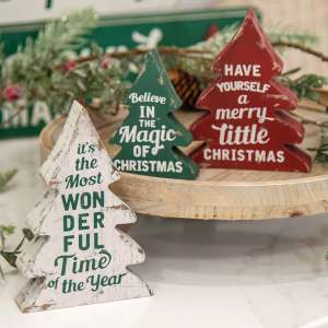 Wonderful Time of Year Distressed Wooden Trees, 3/Set 35718