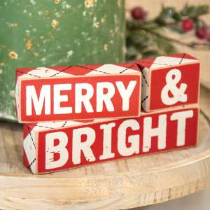 Merry & Bright Wooden Blocks, 3/Set 35724