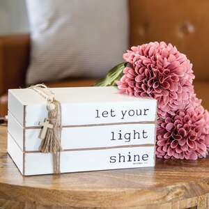 Let Your Light Shine Wooden Book Stack 35728;