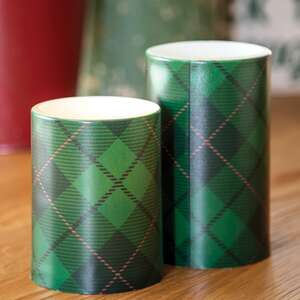 Green Plaid Timer Pillar, 3" x 4" 84926