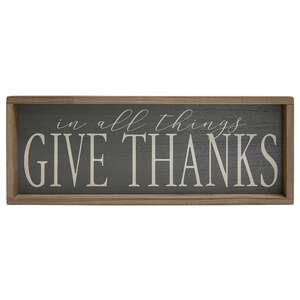 Give Thanks Weathered Framed Sign;