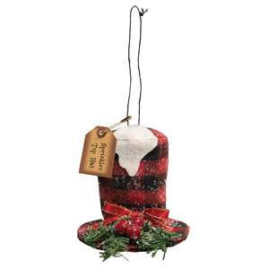 Sprinkles Buffalo Check Top Hat Ornament