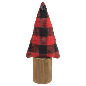Buffalo Check Christmas Tree on Stump, 9.5"