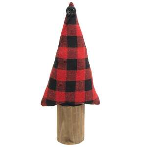 Buffalo Check Christmas Tree on Stump, 13"